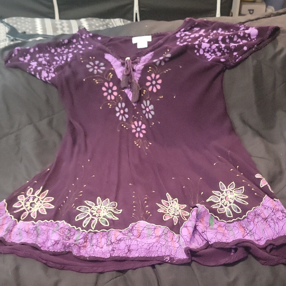 Classic Purple Floral Women's Blouse